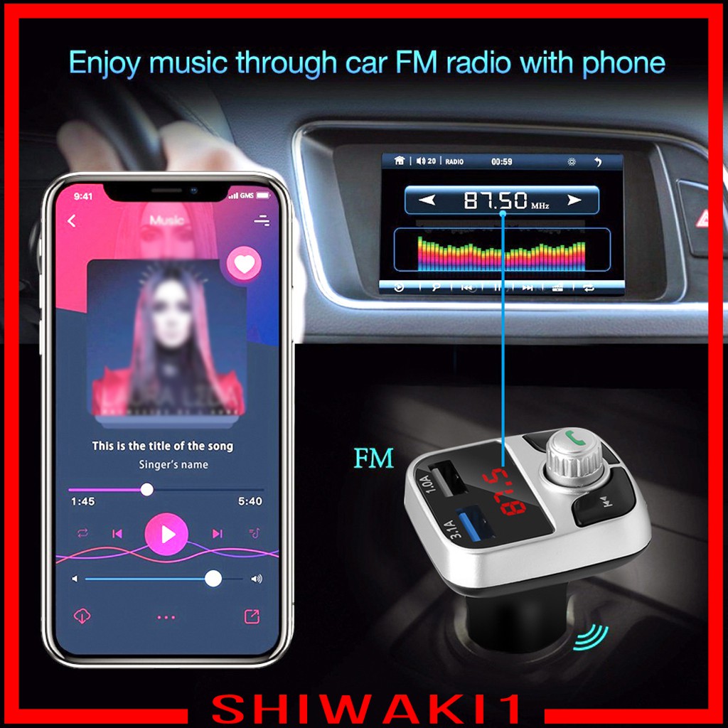 Máy Nghe Nhạc Mp3 Bluetooth Không Dây Màn Hình Lcd Cho Xe Hơi Shiwaki1