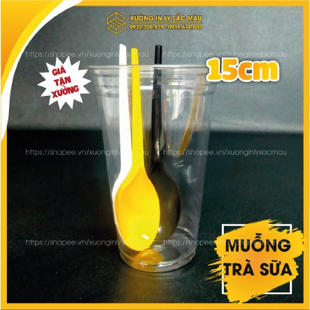 Sỉ 100 muỗng nhựa 15cm dành cho quán trà sữa, muỗng nhựa cà phê, muỗng nhựa sinh tố