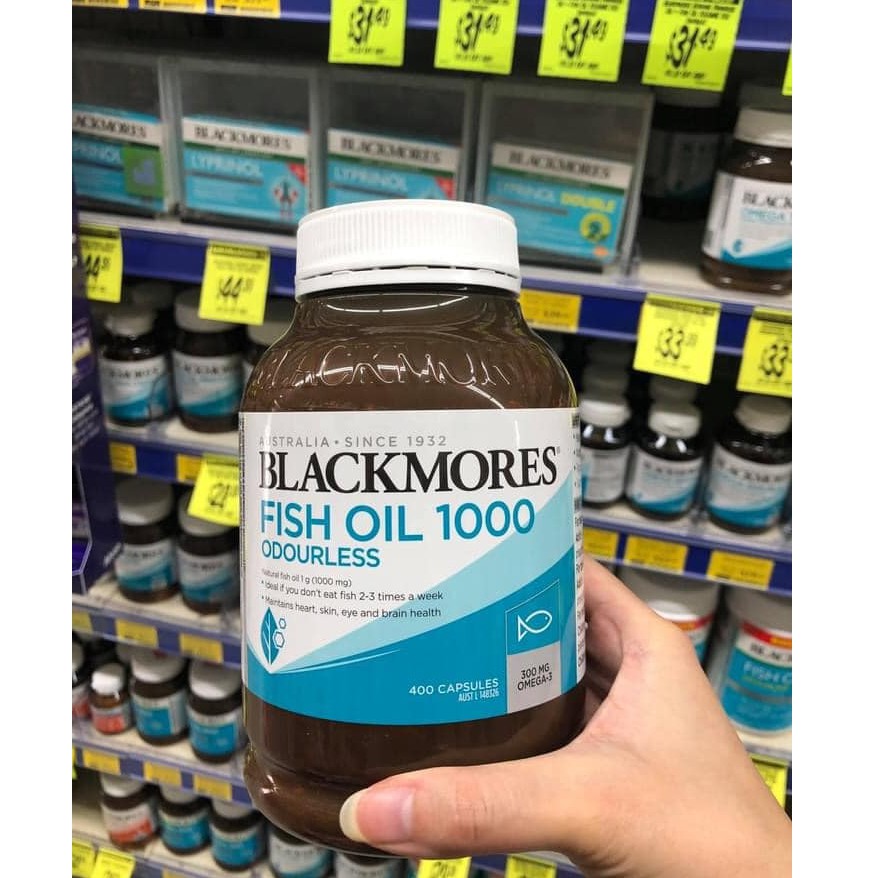 Dầu cá khử mùi blackmores Omega 3 Fish Oil 1000mg 400 viên