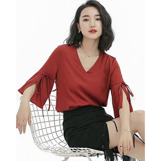 Áo Kiểu Cổ Tim Xẻ Tay Cindy