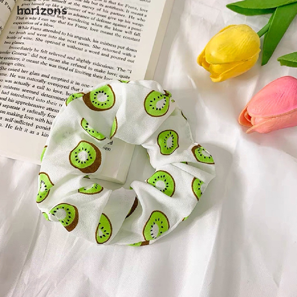 Dây buộc tóc in họa tiết hoa/ trái cây dễ thương phong cách Hàn Quốc thời trang dành cho nữ