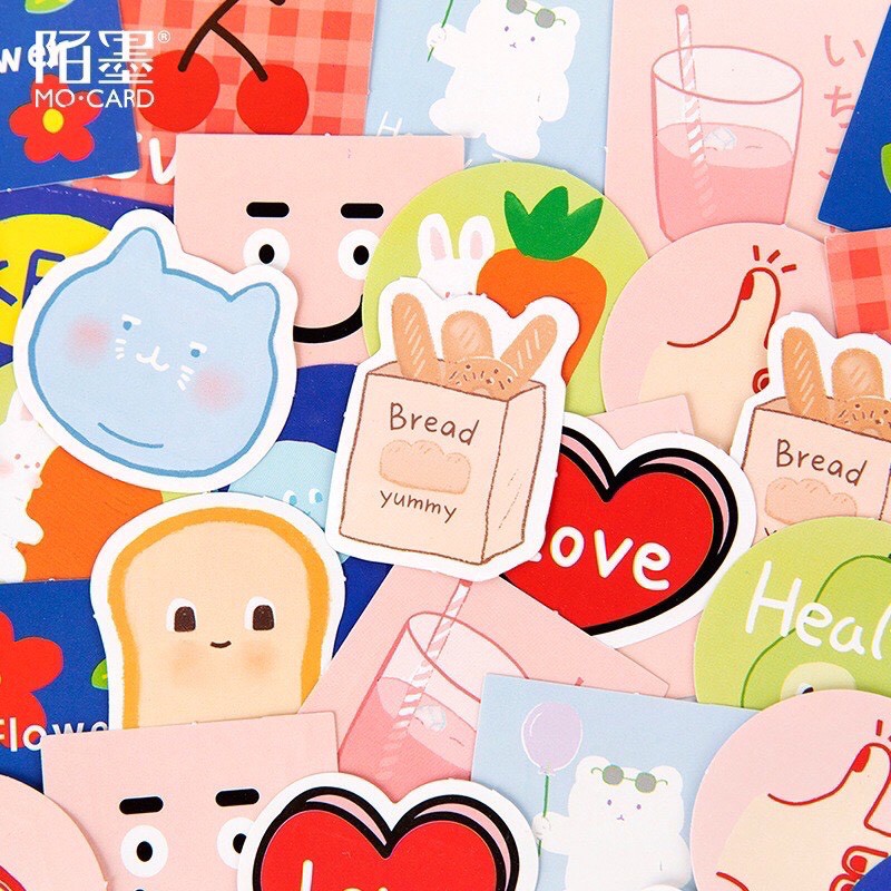 Bộ 45 sticker hoạt hình dễ thương trang trí sổ tay
