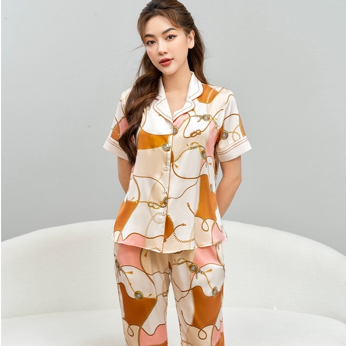 Bộ ngủ satin ZAM Luxury - SLA72 - Áo ngắn tay quần lửng