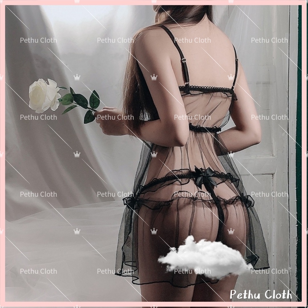 🎀Đồ ngủ sexy nữ🎀váy ngủ 2 dây ren cho nữ kèm chip quyến rũ đầm gợi cảm hở lưng khiêu Freesize 40-65kg--018 | BigBuy360 - bigbuy360.vn