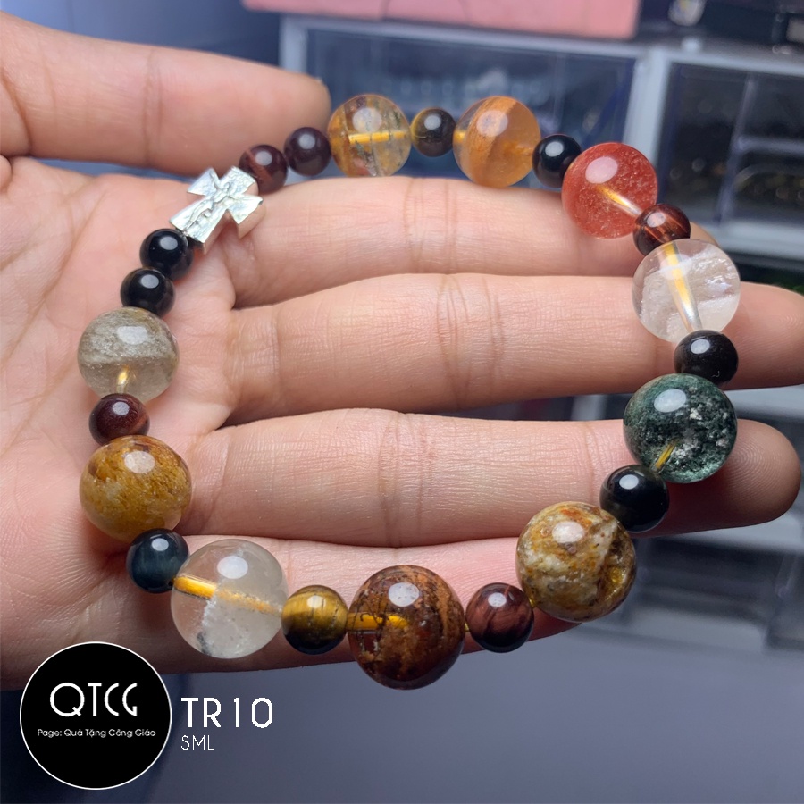 Vòng Mân Côi - Tràng Hạt Đá ưu linh - Mẫu TR10 cho nam nữ - Quà tặng Công Giáo tinh tế, ý nghĩa
