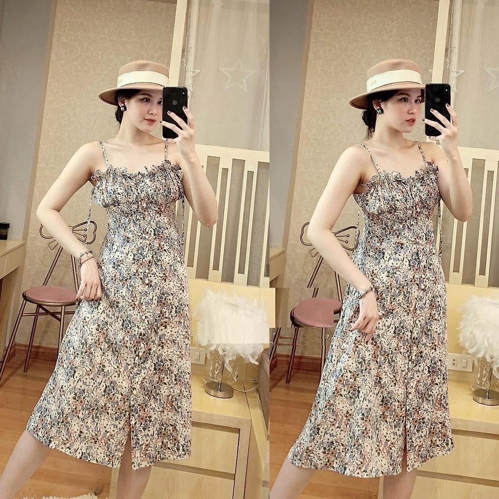 Đầm váy nữ hoa nhí, Đầm nữ 2 dây dáng suông phong cách vitage Da101