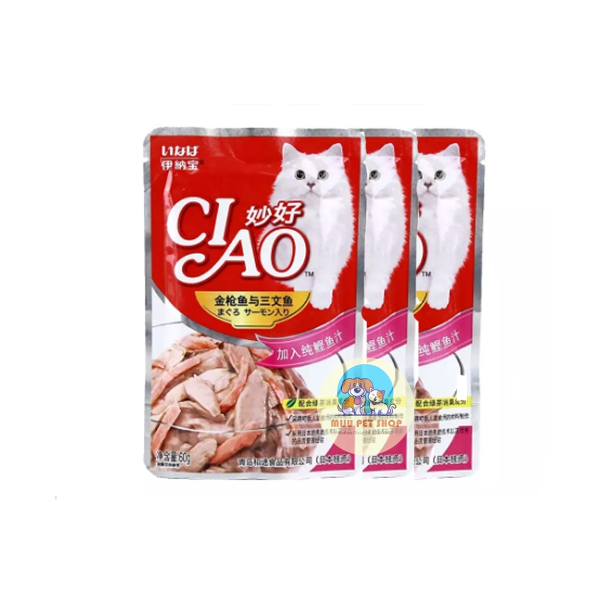 CIAO PATE dinh dưỡng thức ăn ướt gói 60gr thơm ngon bổ dưỡng cho các Mèo mọi lứa tuổi