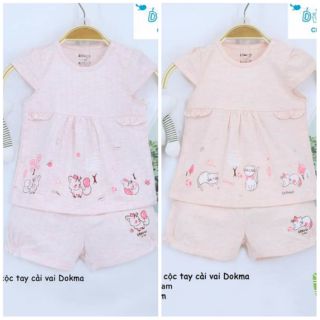 Bộ cộc tay cài vai Dokma bé gái