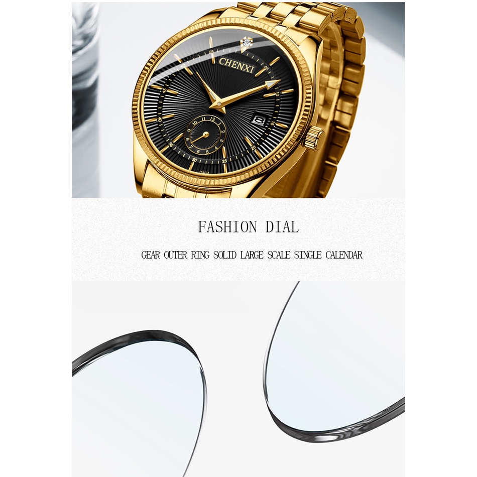 Đồng Hồ Chống Thấm Nước Bằng Thép Không Gỉ Mạ Vàng Chexi Sang Trọng