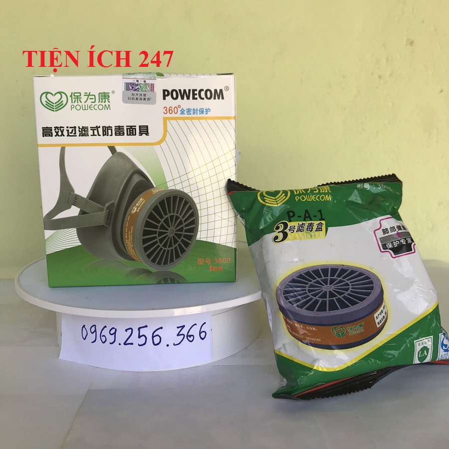 Khẩu Trang Chống Độc Powecom 3600, Dùng Trong Môi trường Khí Độc hại, Phun Thuốc Sâu, Sơn Gỗ, Sơn Ngành XD