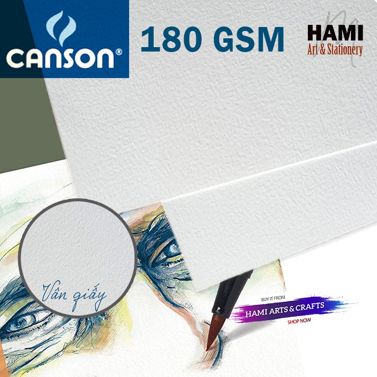 GIẤY CANSON PHÁP VẼ MÀU NƯỚC 180GSM A3/A4