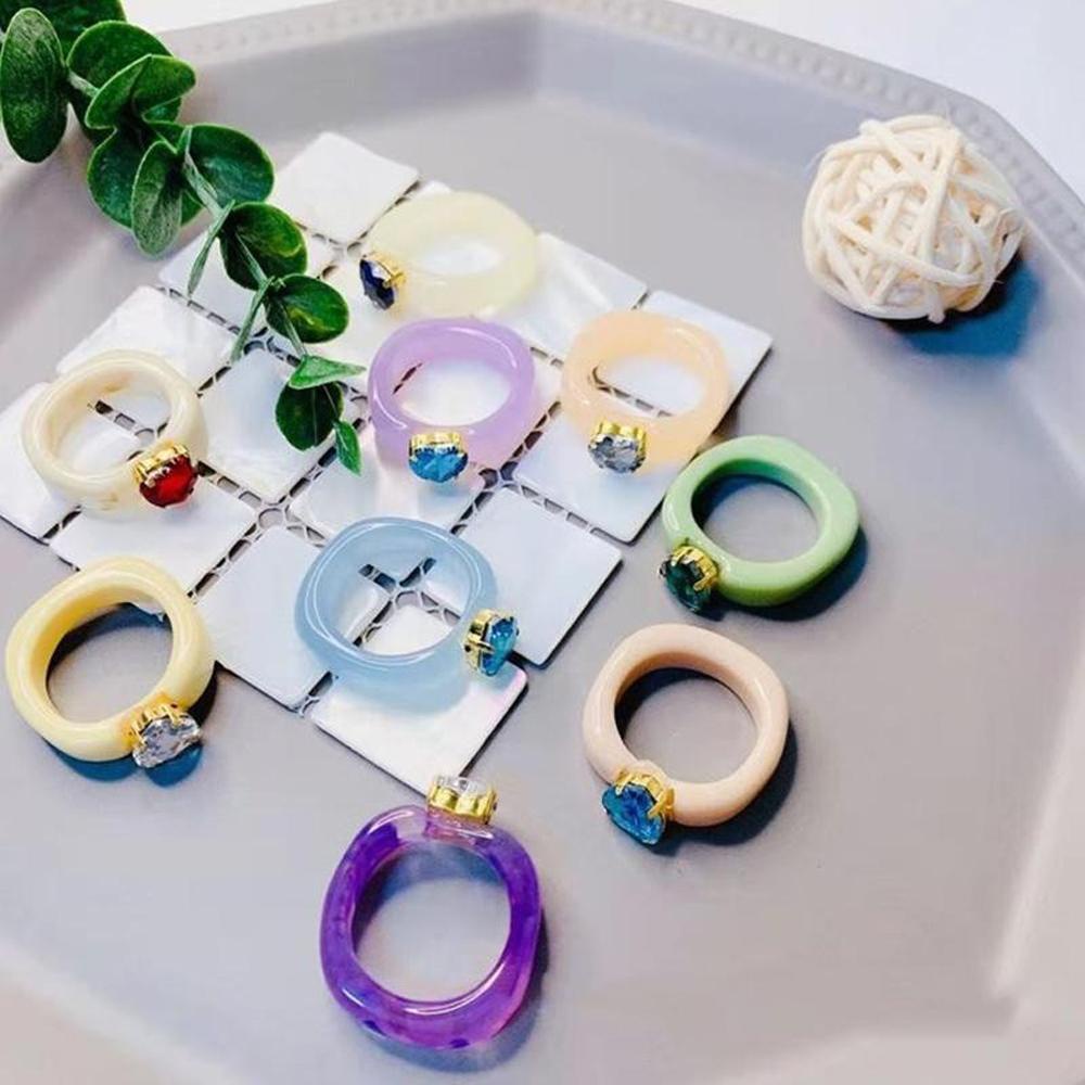 Nhẫn Hình Trái Tim Phong Cách Hàn Quốc Cổ Điển Dành Cho Nữ|Trang Sức Acrylic Thời Trang Cho Bé Gái