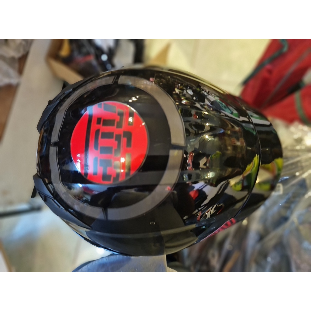 Mũ bảo hiểm Fullface M266 đen bóng dán tem  A g v  đỏ