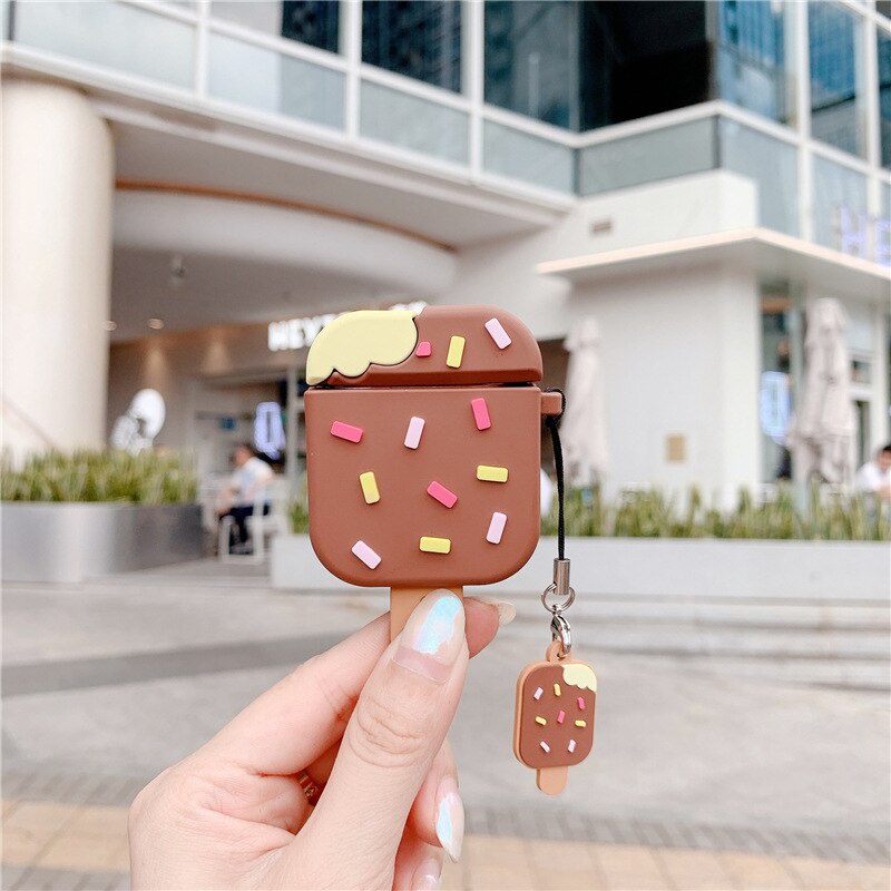 Vỏ Bảo Vệ Hộp Sạc Tai Nghe Bluetooth Không Dây Airpods 1 / 2 / Pro / 3 Bằng Silicon Hình Kem Bơ / Hạt Đậu Dễ Thương