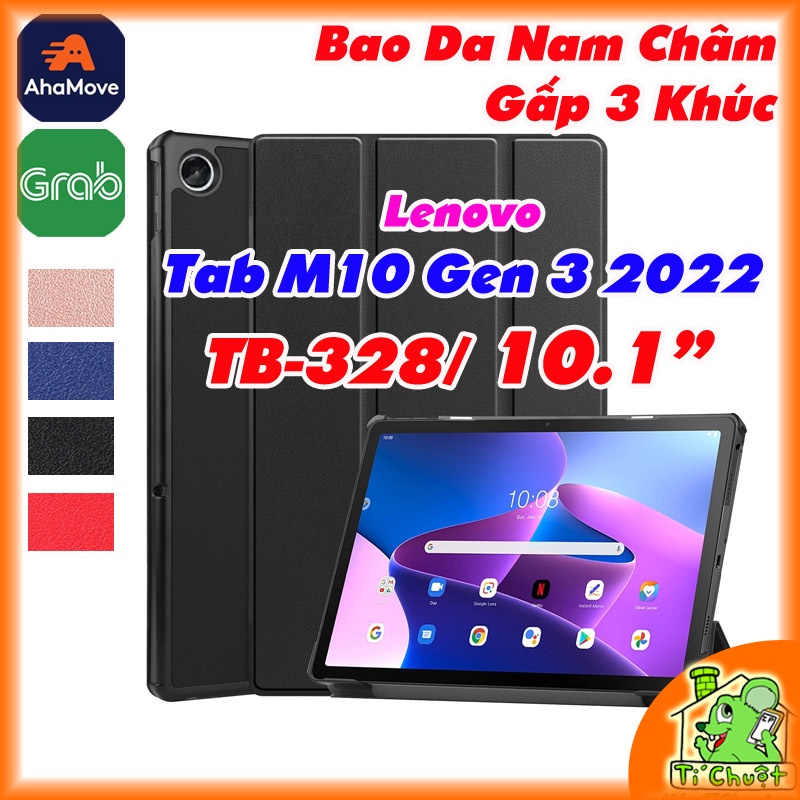 [Ảnh Thật] Bao Da Lenovo Tab M10 GEN 3 10.1&quot; 2022 TB-328 Gấp 3 Khúc Lưng Cứng Có Nam Châm