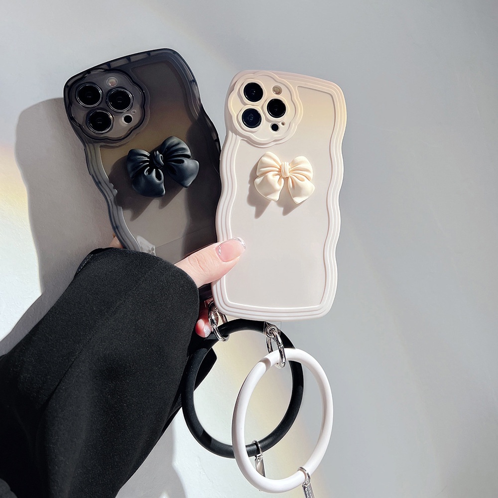Ốp lưng iphone nơ viền gợn sóng cho Iphone 7 8 Plus SE X XS XS Max 11 12 13 14 Pro Max
