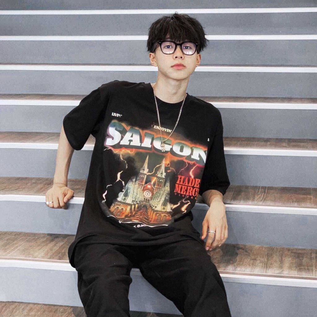Áo thun trơn tay lỡ HADES SAI GON phông Unisex form rộng oversize Ulzzang - Gin Store