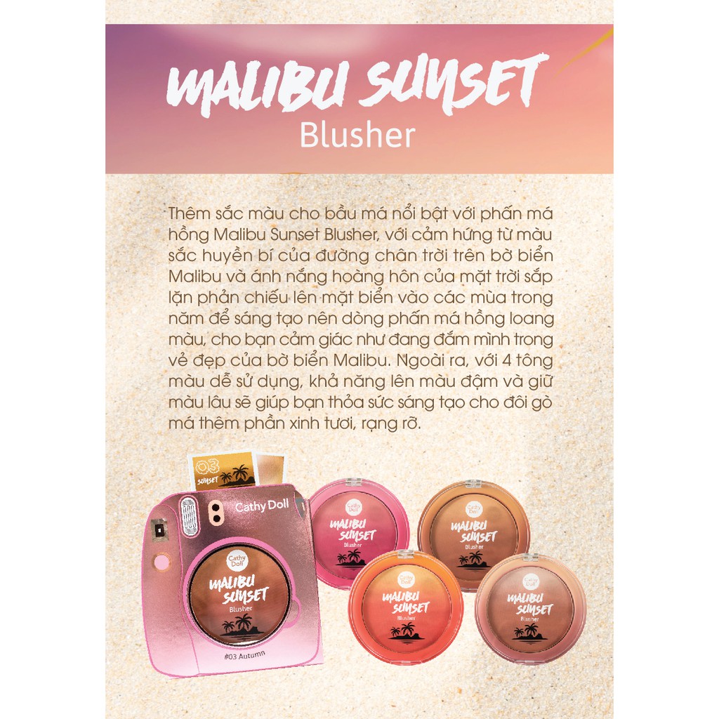 PHẤN MÁ HỒNG CATHY DOLL MALIBU SUNSET BLUSHER 7G CHÍNH HÃNG - 3383