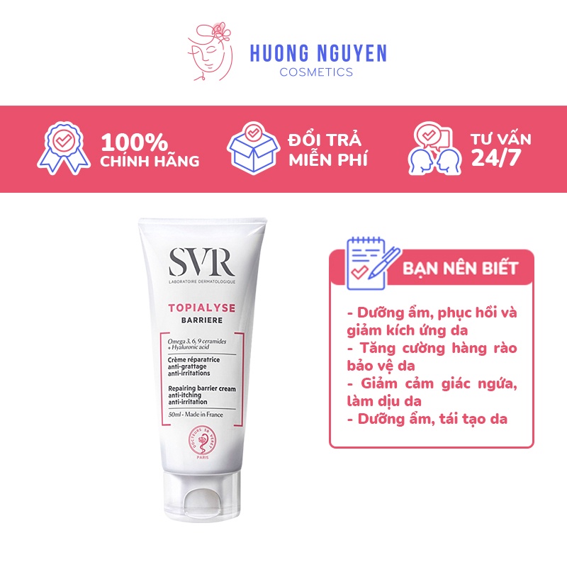 Kem Dưỡng Ẩm & Phục Hồi Và Giảm Kích Ứng Da SVR Topialyse Barriere 50ml