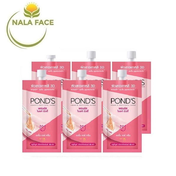 Hộp 6 Gói Serum Dạng Kem Dưỡng Trắng Da Chống Nắng Da Hiệu Quả Pond's Bright Beauty Serum Day Cream SPF15 7g Thái Lan