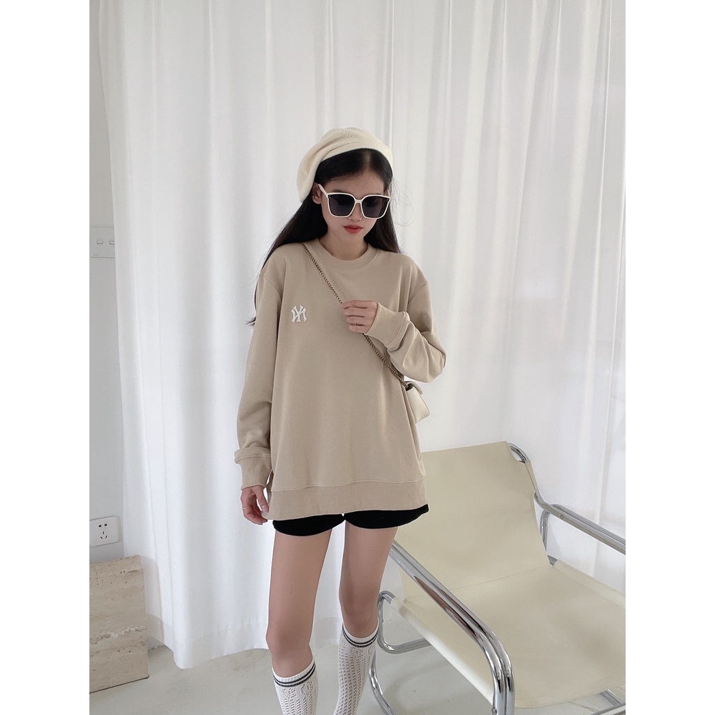 ❤❀  ❤ Mlb Áo Nỉ Dài Tay Cổ Tròn Thêu Họa Tiết Thời Trang Cho Nam Nữ