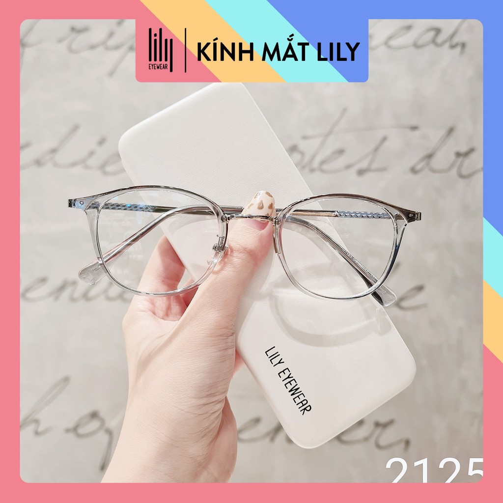 Kính cận cao cấp nữ LILYEYEWEAR mắt tròn chất liệu kim loại thanh mảnh màu sắc thời trang 2125