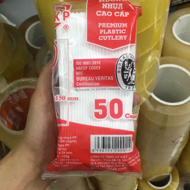 50 thìa nhựa màu trắng sứ cao cấp (Hàng Sài Gòn đẹp)