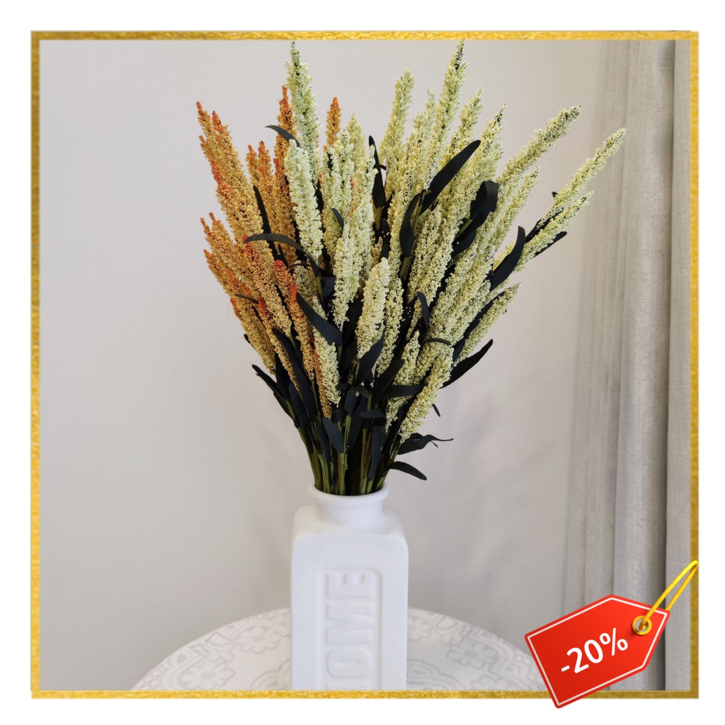 Hoa giả, hoa lụa - Cành đuôi chồn Han dài 60cm nhiều nhánh trang trí nhà cửa hoặc phụ kiện chụp ảnh siêu đẹp