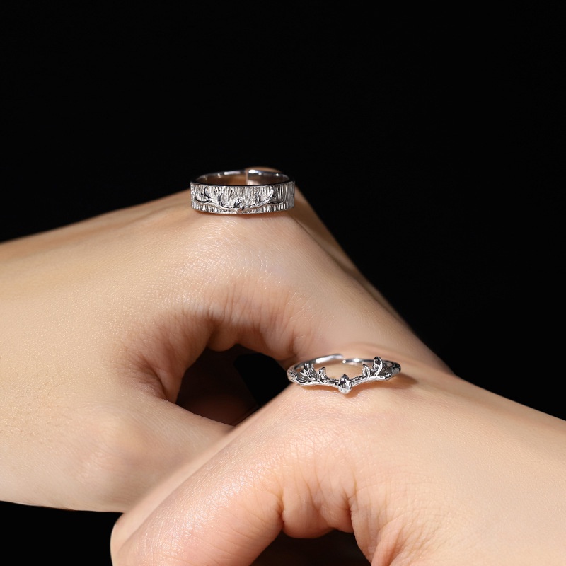 Nhẫn Cặp Đôi Hình Gạc Hươu Đơn Giản Sáng Tạo Thời Trang