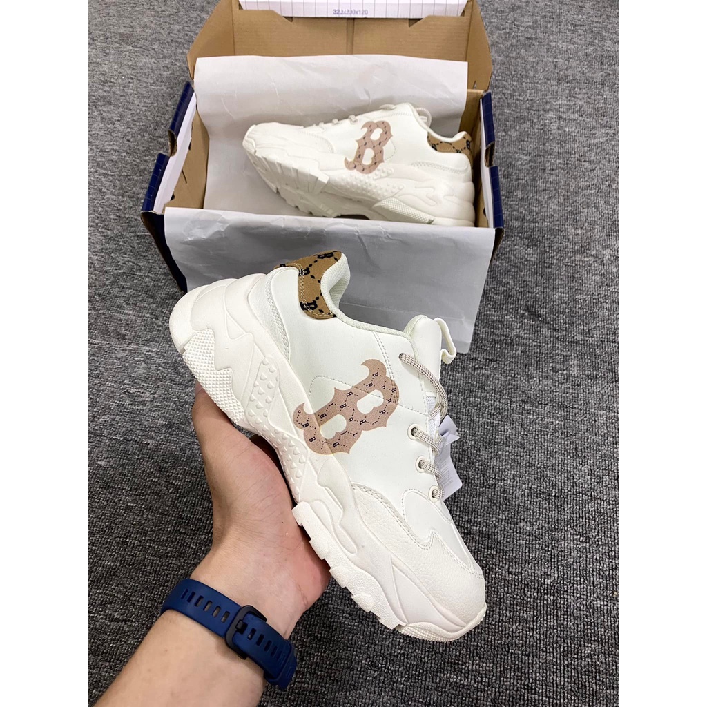 Giày thể thao sneaker mlb chữ b nâu bản cao cấp độn đề nam nữ ảnh thật +freeship
