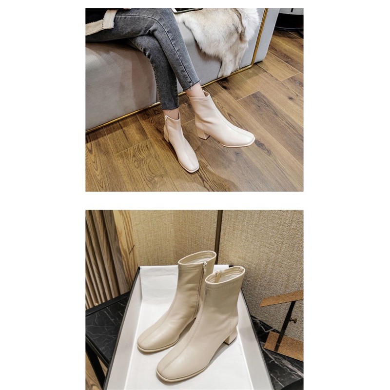 Boot nữ cổ thấp - boot ngắn cổ - boot Martin mũi vuông phiên bản Hàn Quốc - Giày ngắn cổ - Boots nữ đẹp. | BigBuy360 - bigbuy360.vn