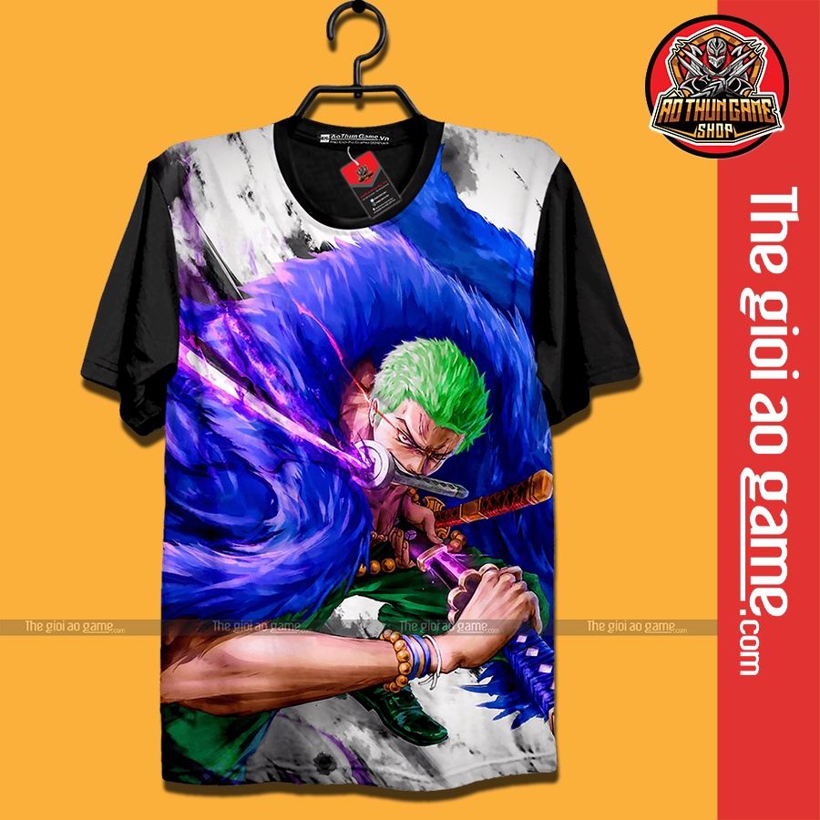 Áo One Piece Zoro (3D Đen) Roronoa zoro A01, áo đảo hải tặc Anime Manga (Shop AoThunGameVn)