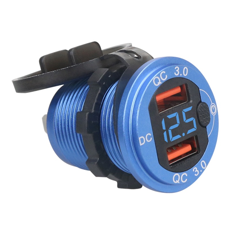 Tẩu Sạc Nhanh USB 3.0 12 / 24V Có Công Tắc Vôn Kế Cho Xe Hơi