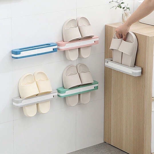 Thanh treo dép nhà tắm dán tường 3in1, giá kệ treo giày khăn tắm đa năng