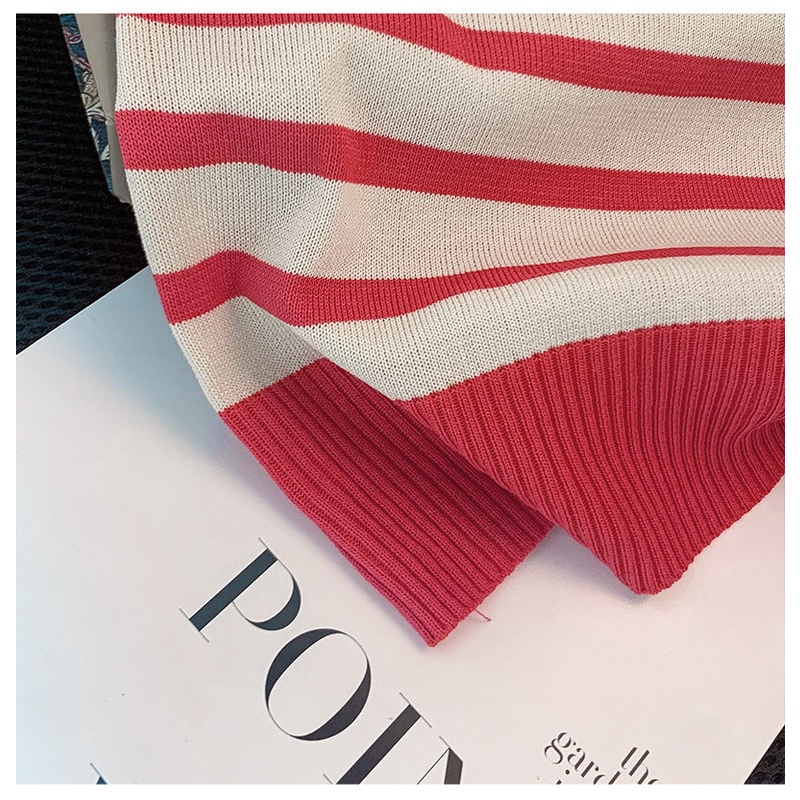 Áo Thun Len Hai Dây Họa Tiết Sọc Thời Trang Mùa Hè Sành Điệu Cho Nữ