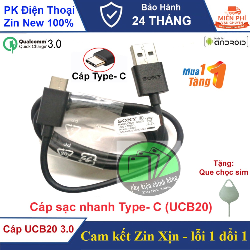 Cáp sạc nhanh SONY Type- C (UCB20) Quick Charge 3.0 Chính Hãng nguyên SEAL Cam kết hỗ trợ khách hàng 24/24/7