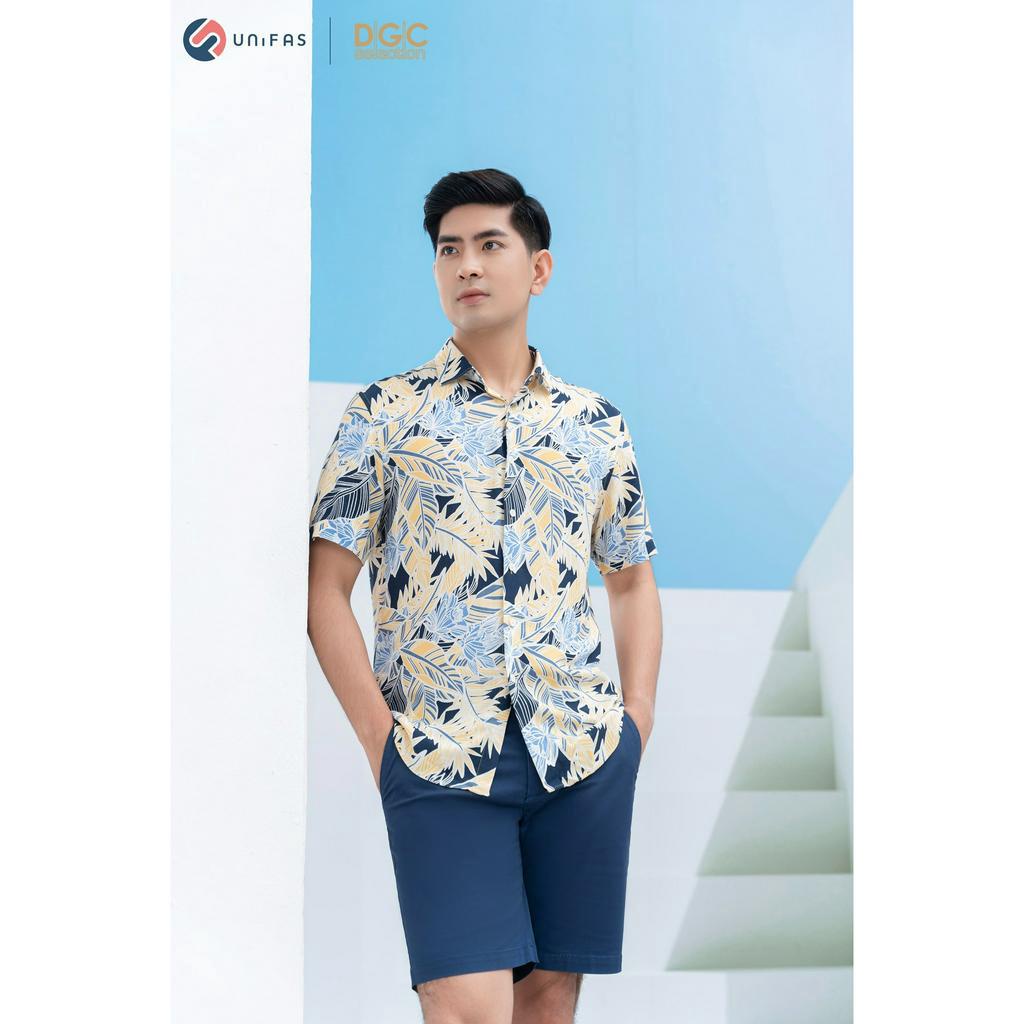 Áo sơ mi họa tiết ngắn tay DGC - SASNBC13M dáng suông, chất liệu tơ tằm nhân tạo thoáng mát, thấm hút tốt, độ bền cao