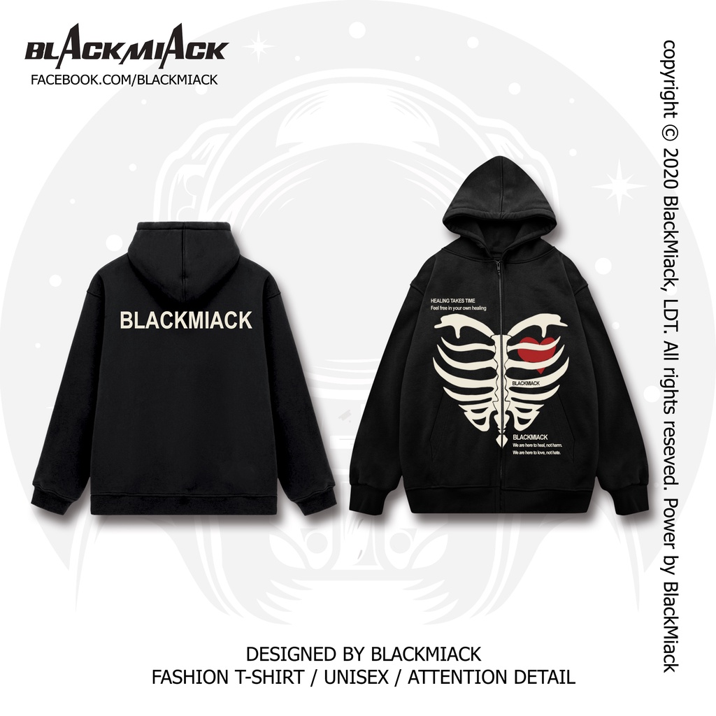 Áo Khoác chống nắng HOODIE zip IN NỔI họa tiết Xương nam nữ, chất Cua, BLACKMIACK unisex Jacket HM2