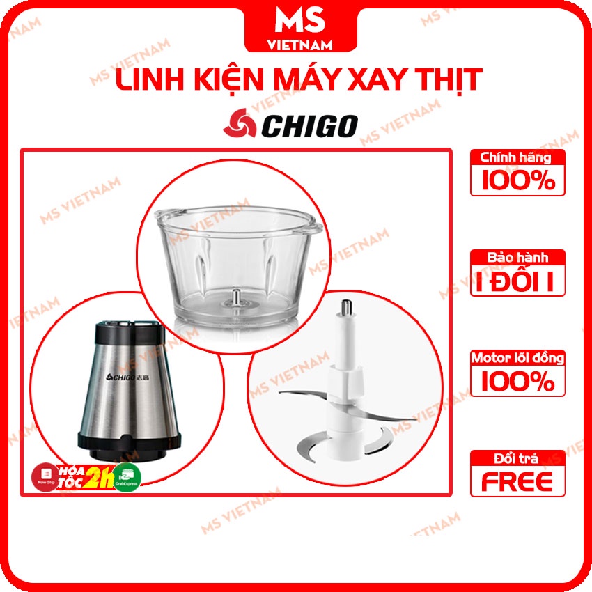 Cối Máy Xay Thịt - Lưỡi Dao &amp; Motor Máy Xay Chigo - MS Vietnam