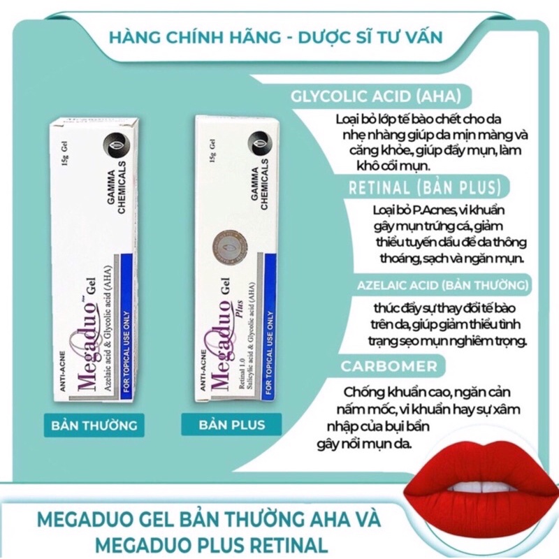 Giảm mụn mờ thâm Megaduo gel megaduo plus gel