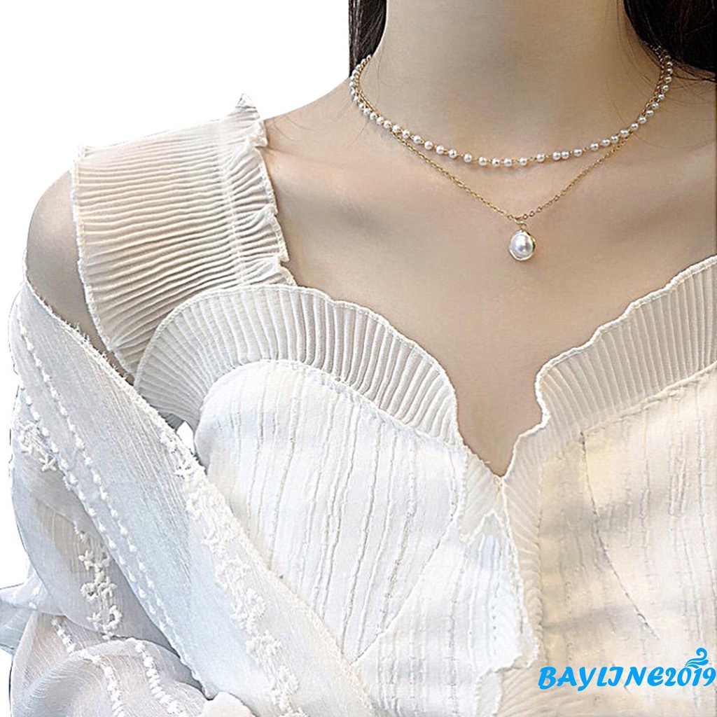 Vòng cổ Nhiều Lớp Đính Ngọc Trai Nhân Tạo Thời Trang Cho Nữ