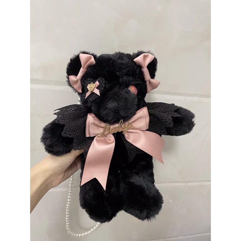 YASAS0010-Túi xách lolita gấu đen đeo băng bịt mắt