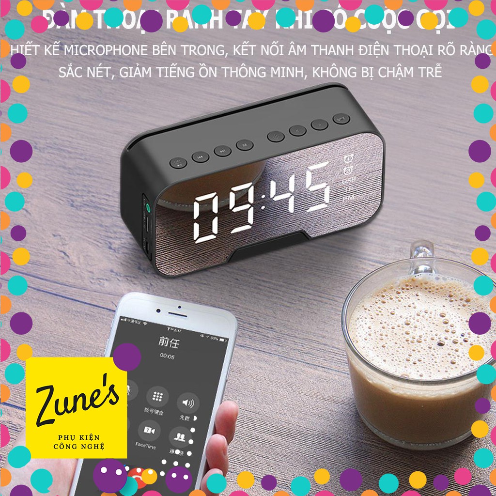 Loa bluetooth AMOI G15 nghe đài FM kiêm đồng hồ báo thức đèn ngủ màn hình soi gương