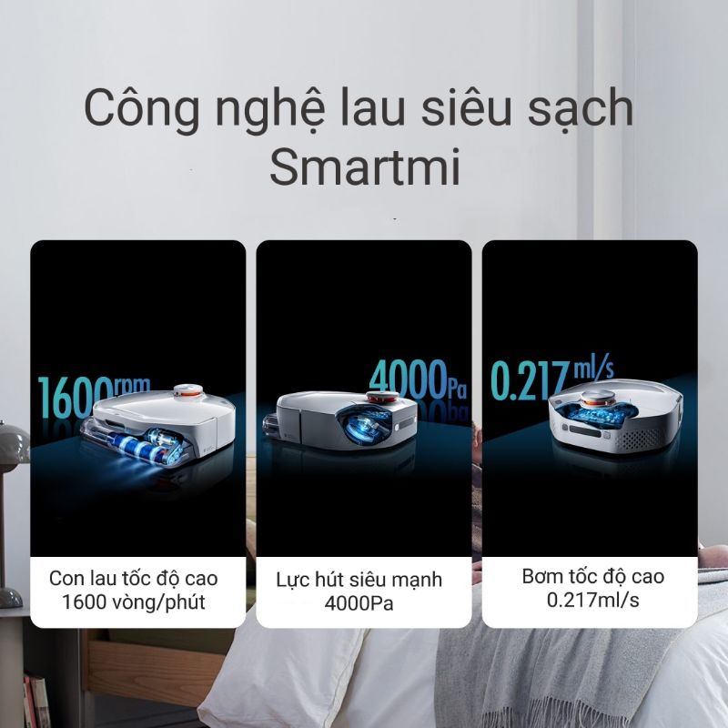 Robot hút bụi lau sàn XIAOMI Smartmi A1 lực hút 4000Pa