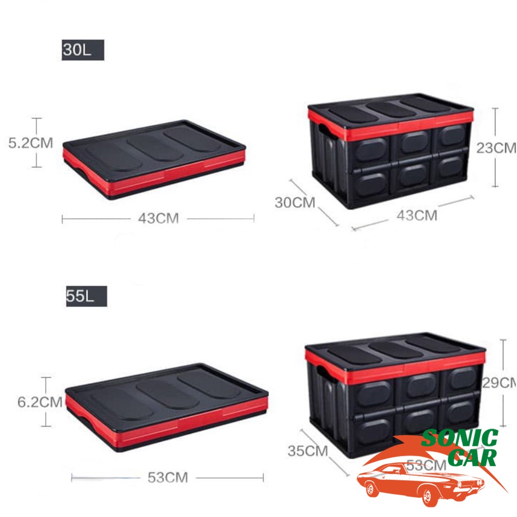 Thùng đựng đồ ô tô đa năng gấp gọn 30/55 Lít | Có túi lót - Hộp đựng đồ để cốp sau ô tô