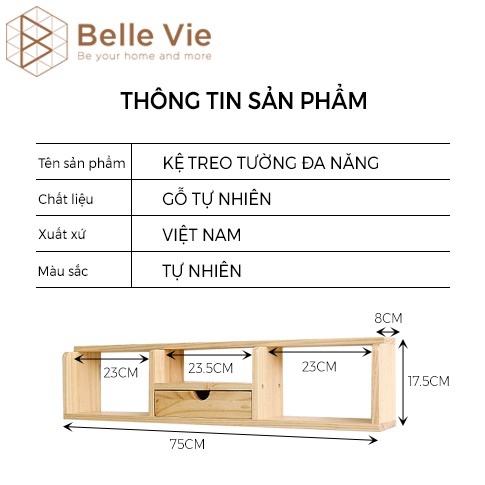 Kệ Gỗ Treo Tường Decor BELLEVIE Kệ Gỗ Trang Trí Phong Cách Hàn Quốc - Alan Shelf