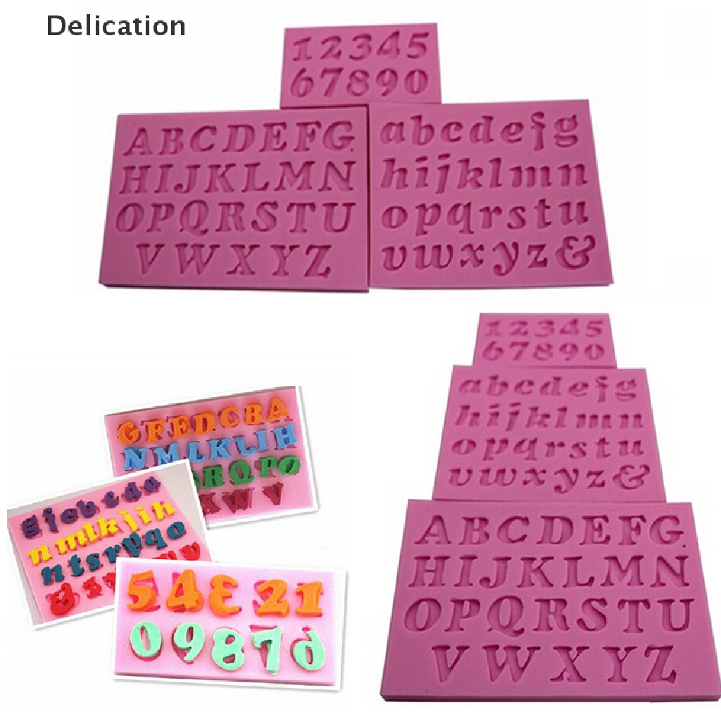 3 Khuôn silicon ELEBUY trang trí bánh fondant làm thủ công DIY hình chữ và số mini