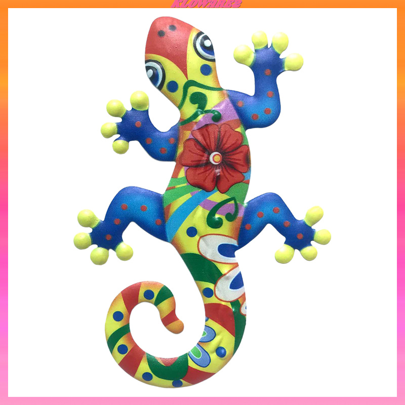 [KLOWARE2]Handmade Gecko Wall Decor Wall Sculpture for Home Garden Fence Ornament Blue