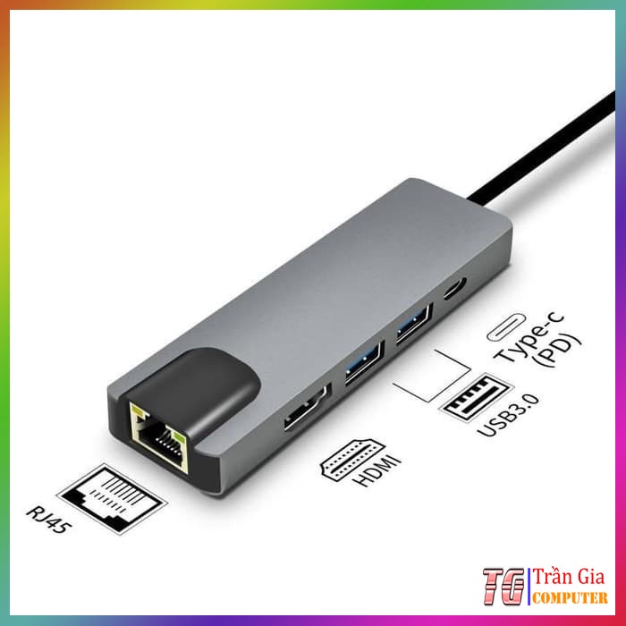 Cáp chuyển USB Type C sang HDMI, USB 3.0, LAN Gigabit, PD YX-8805