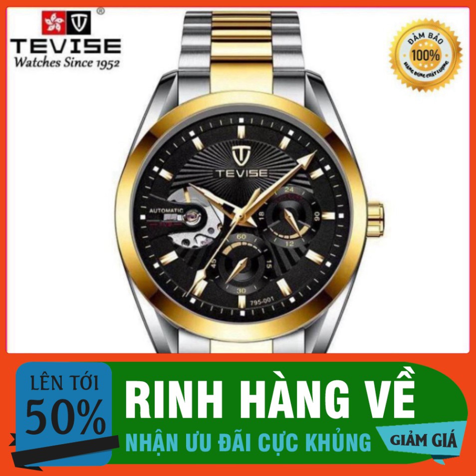 ĐỒNG HỒ AUTOMATIC TEVISE CHÍNH HÃNG NAM DÂY INOX NGUYÊN KHỐI CAO CẤP (TẶNG KỀM HỘP) [ Đồng Hồ Nam